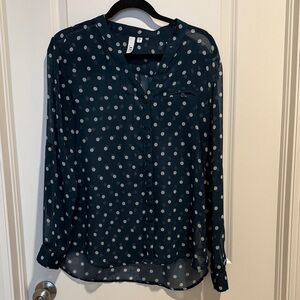 Kut from the Kloth Teal Polka Dot Blouse